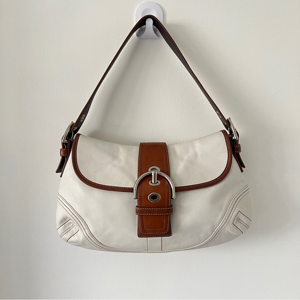 Coach Soho Y2K in White & Brown Leather Shoulder Bag Handbag